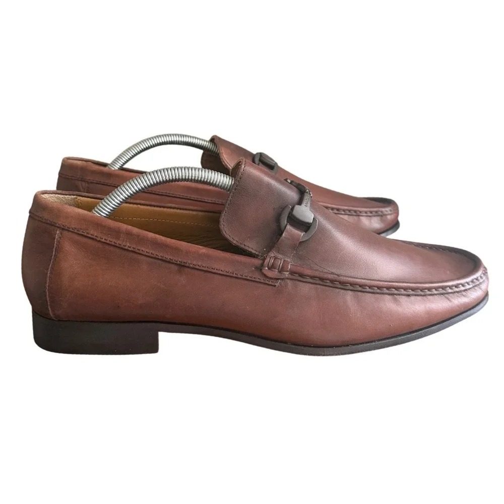 Bruno Magli Raging Bit Loafers Mens 10 Brown Leather Italian Slip On Dress Shoes